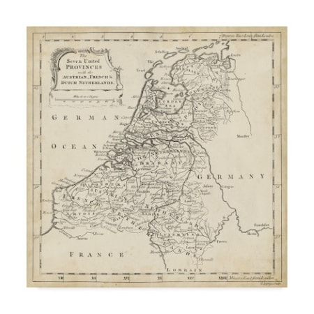 T. Jeffreys 'Map Of Netherlands' Canvas Art,14x14
